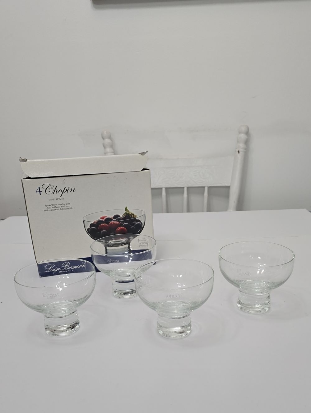 Luigi Bormioli Set Of 4 Chopin Sparx Ultraclear Glass Dessert Bowls 4 Oz Italy